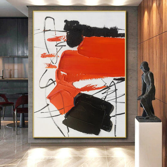 Bespoke Immense Hand-Painted Abstract Art for Living Room Entertainment Center Wall
