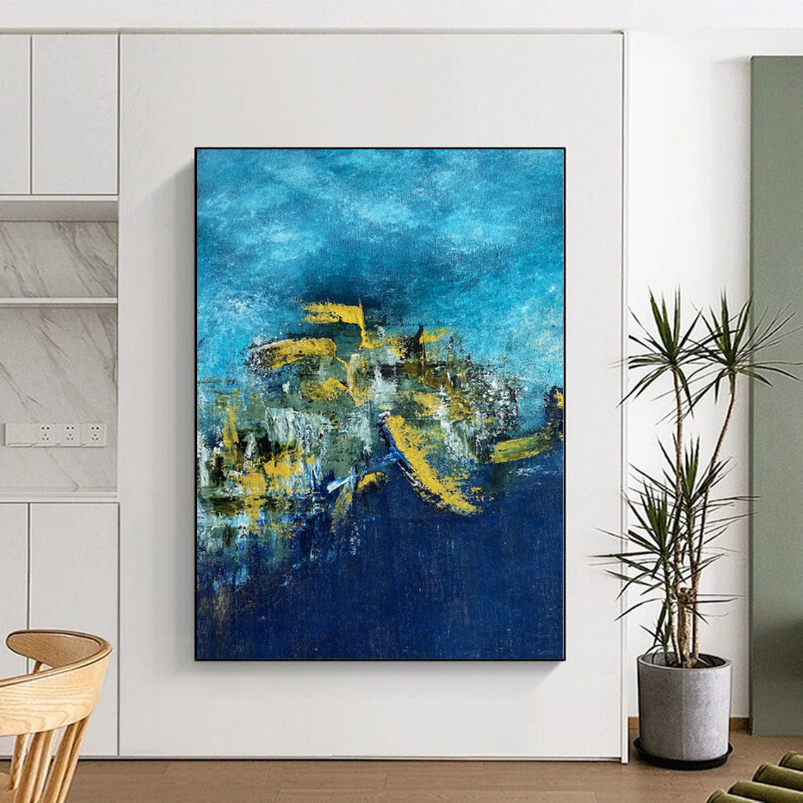 Custom Oversized Abstract Canvas - Hand-Painted Acrylic for Luxury Villa Foyers