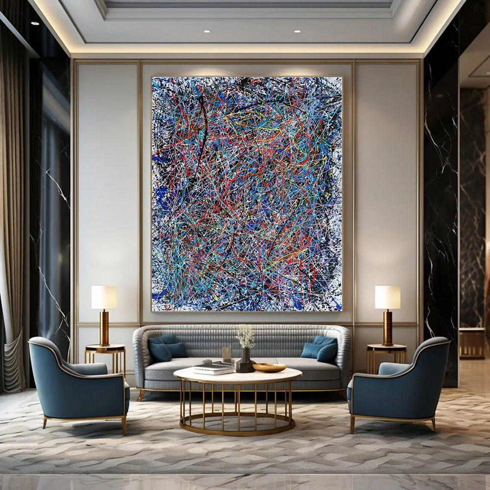 Oversized Custom Hand-Painted Abstract Canvas for Office Training Halls