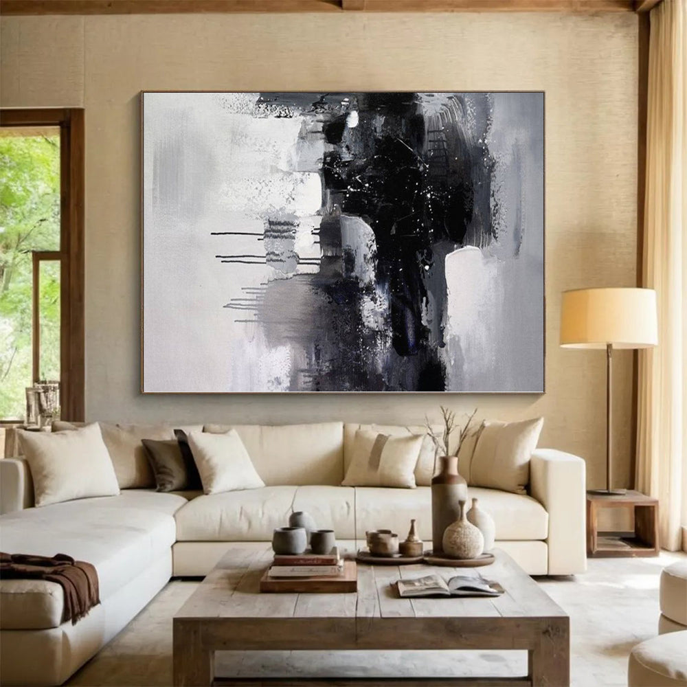 Huge Custom Abstract Painting for Home Library Bookshelf Wall