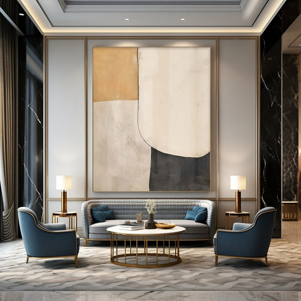 Large Hand-Painted Contemporary Abstract Wall Art for Family Home Mudrooms