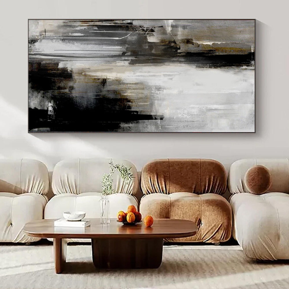 Giant Hand-Painted Contemporary Abstract Art for Living Room Behind Console Tables