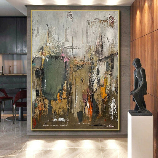 Large-Scale Modern Abstract Art for Contemporary Dining Room Feature Wall