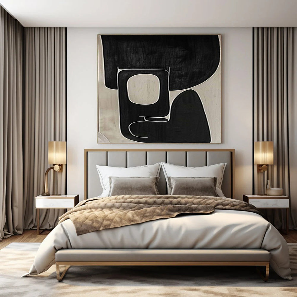 Extra-Huge Hand-Painted Modern Abstract Canvas for Family Home Basement Rec Rooms