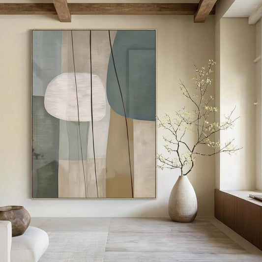 Colossal Hand-Painted Contemporary Abstract Canvas for Family Home Foyers
