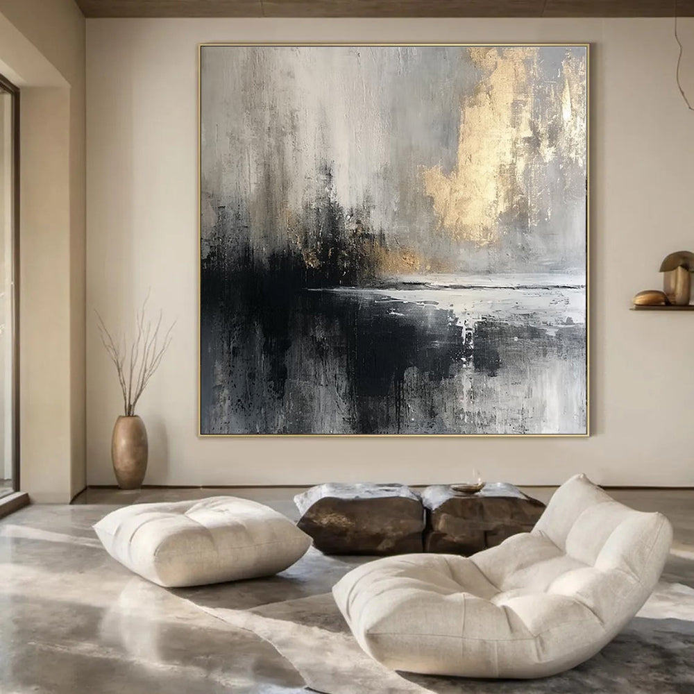 Huge Hand-Painted Contemporary Abstract Painting for High-End Bar Private Dining Areas