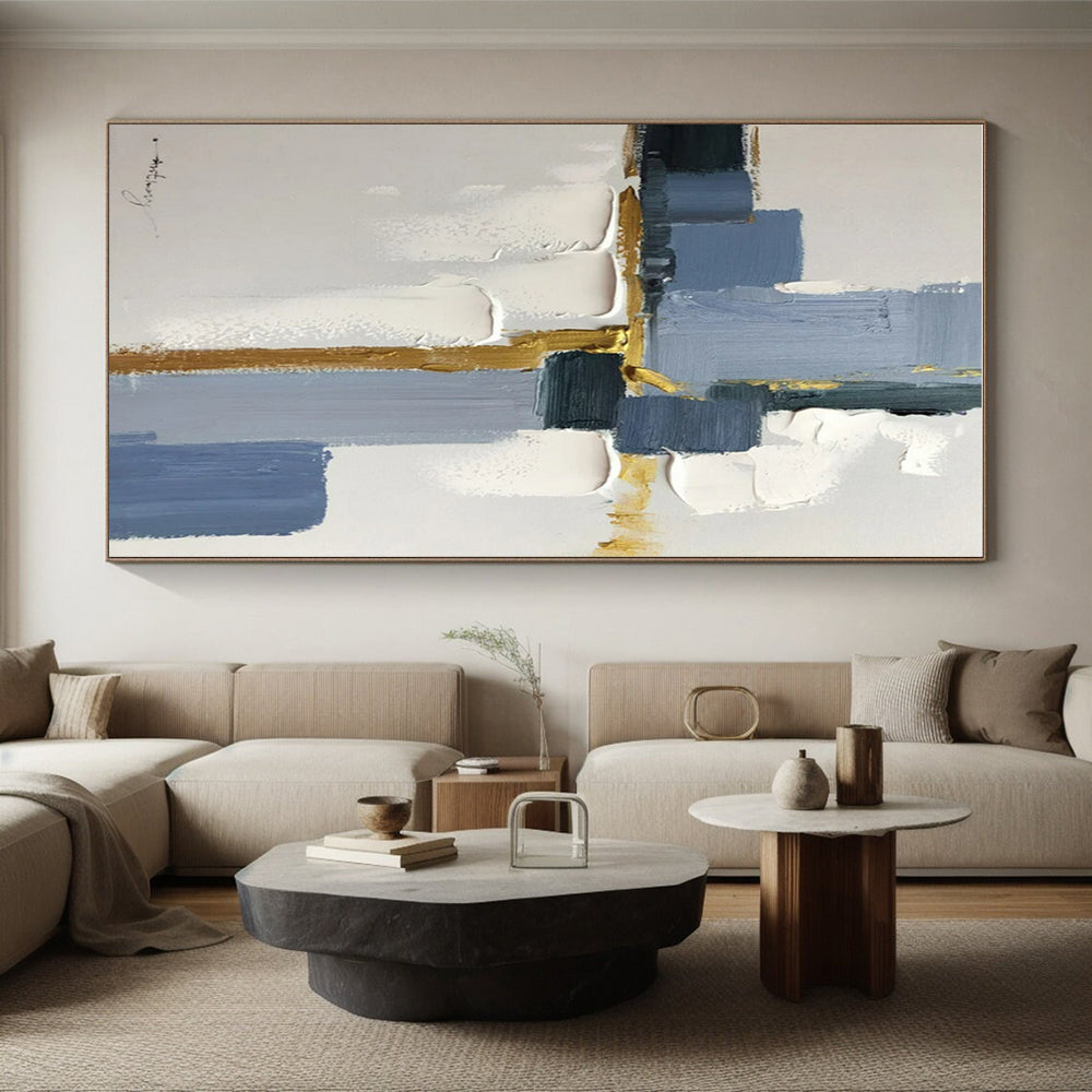Huge Modern Abstract Painting for Attic Living Space Characterful Design