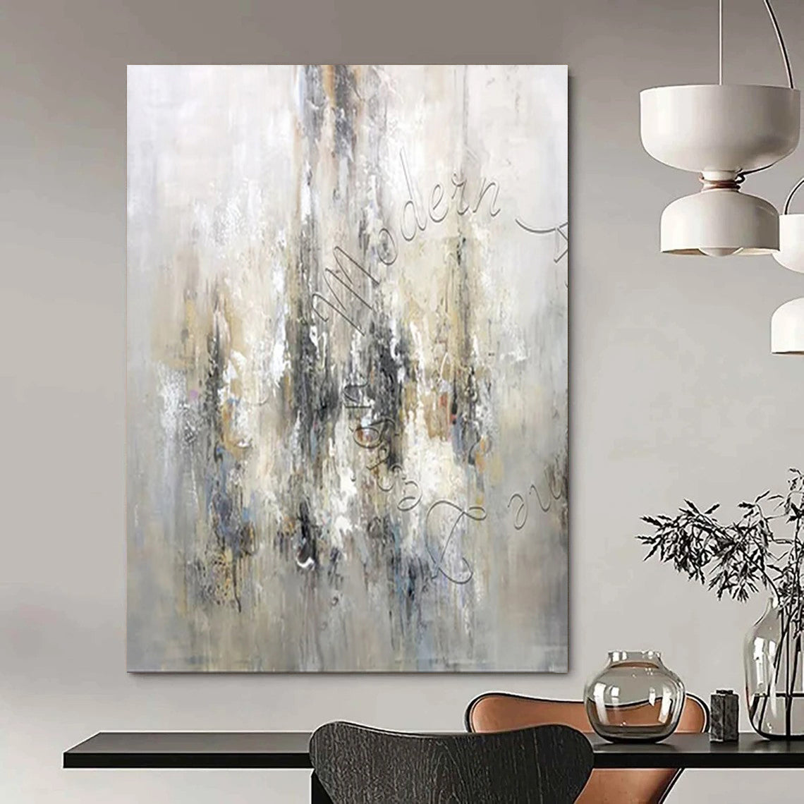 Hand-Painted Extra-Large Contemporary Abstract Painting for Luxury Hotel Ballrooms