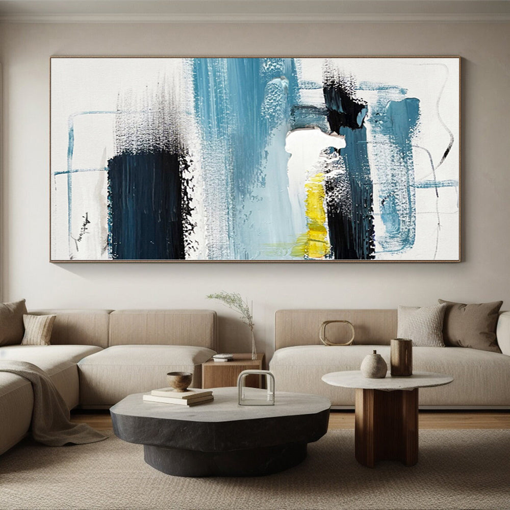 Made-to-Order Oversized Hand-Painted Abstract Art for Living Room Entertainment Wall