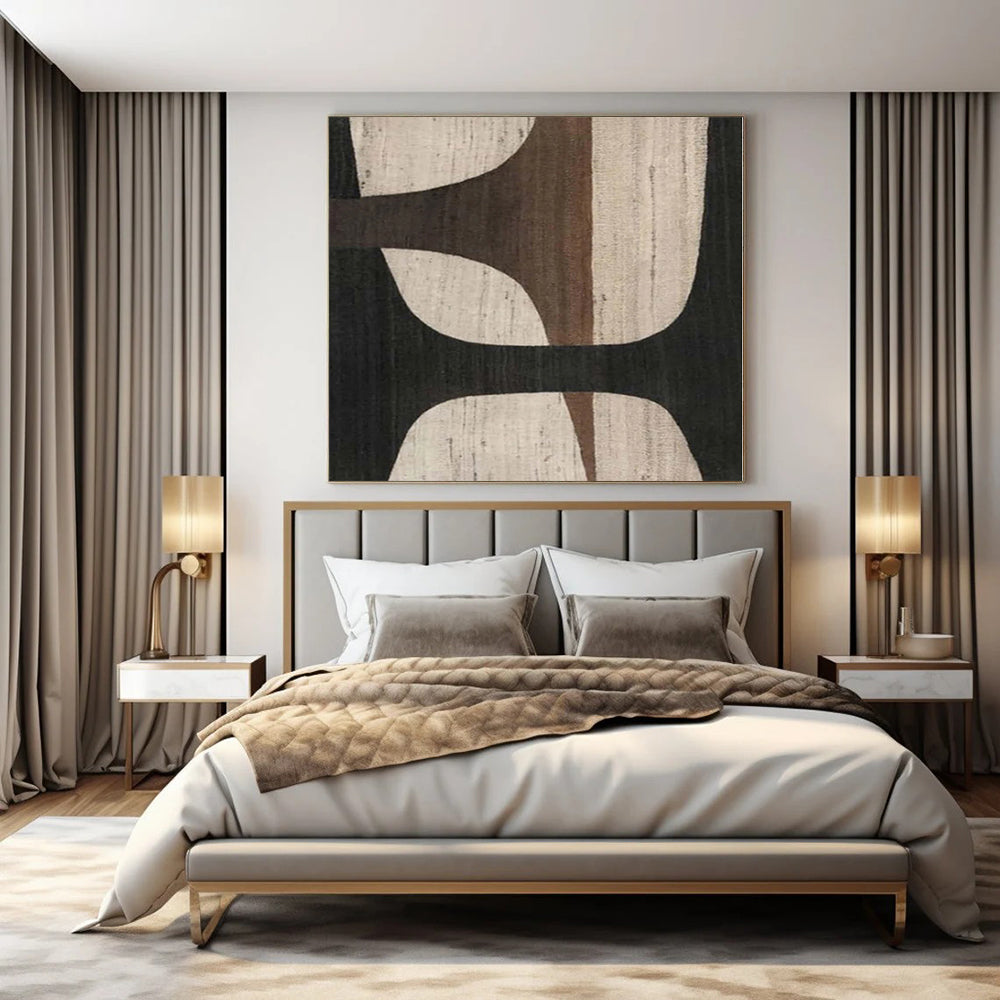 Immense Abstract Canvas for Living Room Bay Windows - Hand-Painted Resin