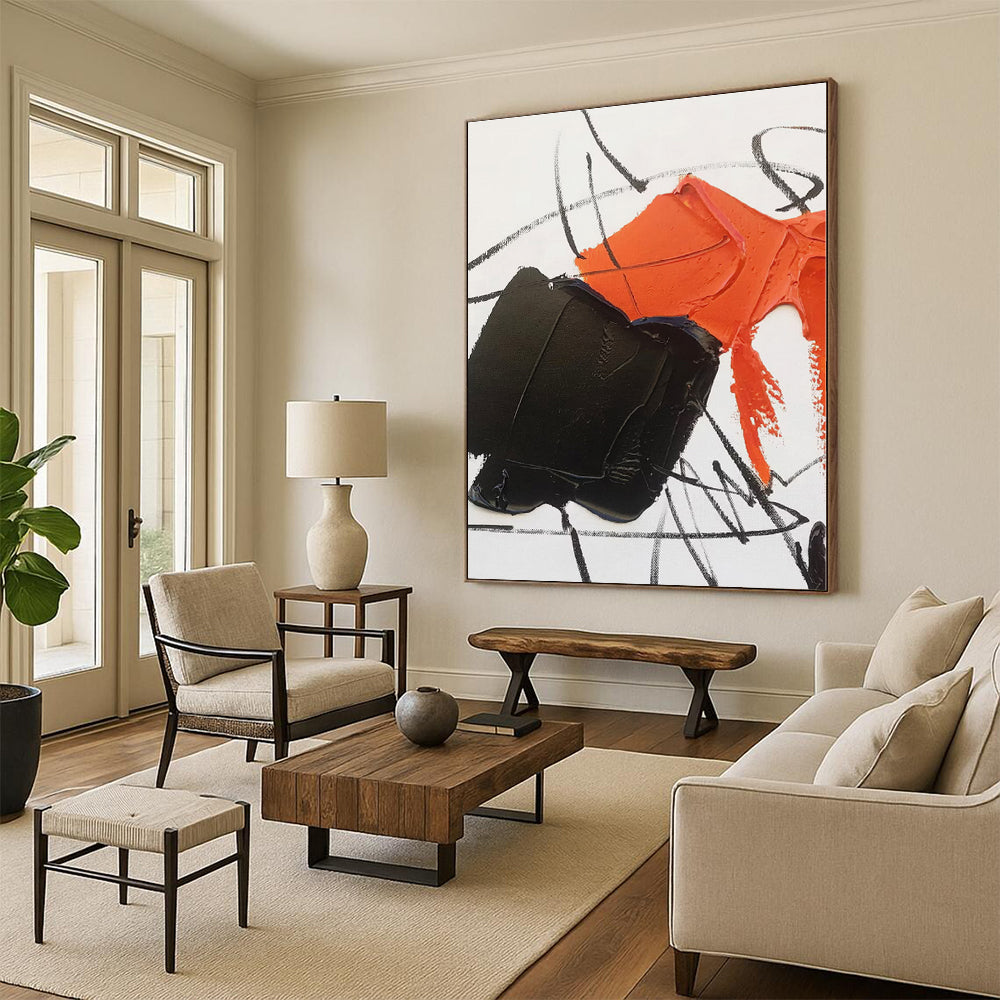 Custom Large Hand-Painted Abstract Canvas for Kids’ Playroom Activity Wall