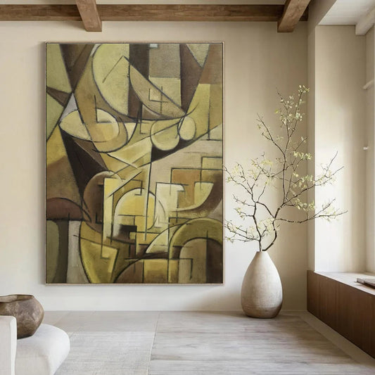 Custom Hand-Painted Abstract Canvas for Bar & Hotel Reception Areas