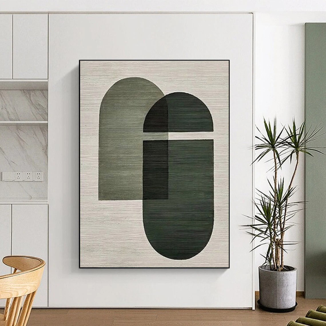 Giant Hand-Painted Abstract Canvas for Bathroom Spa-Like Ambiance LargeART0674