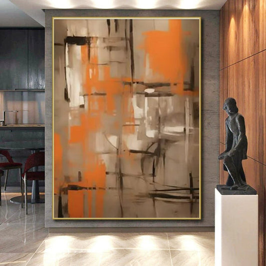 Gigantic Modern Abstract Painting for Dining Room Elegant Ambiance Enhancement
