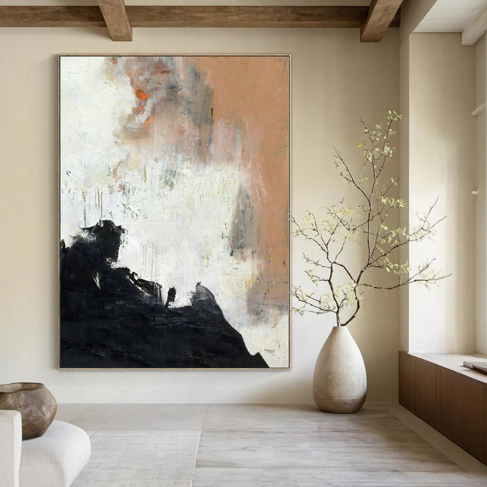 Regal Hand-Painted Abstract Canvas for Living Room Foyer Adjacent Walls