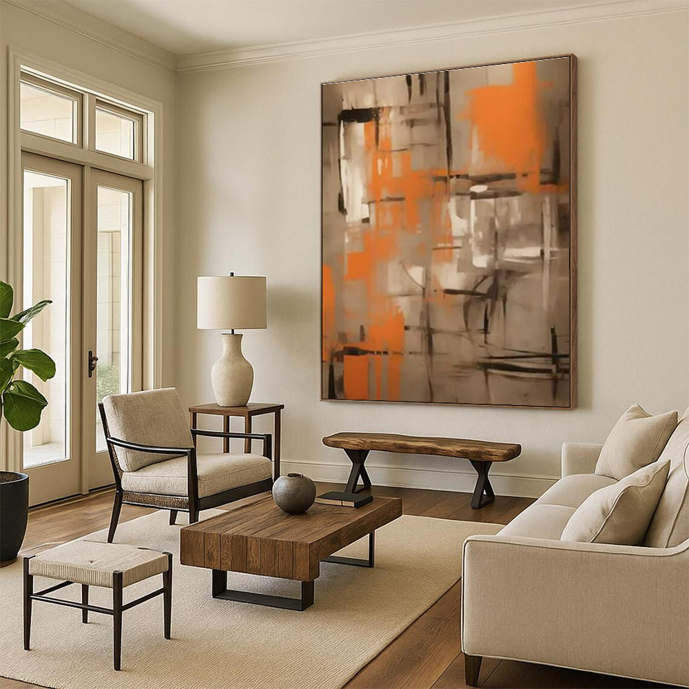 Gigantic Modern Abstract Painting for Dining Room Elegant Ambiance Enhancement