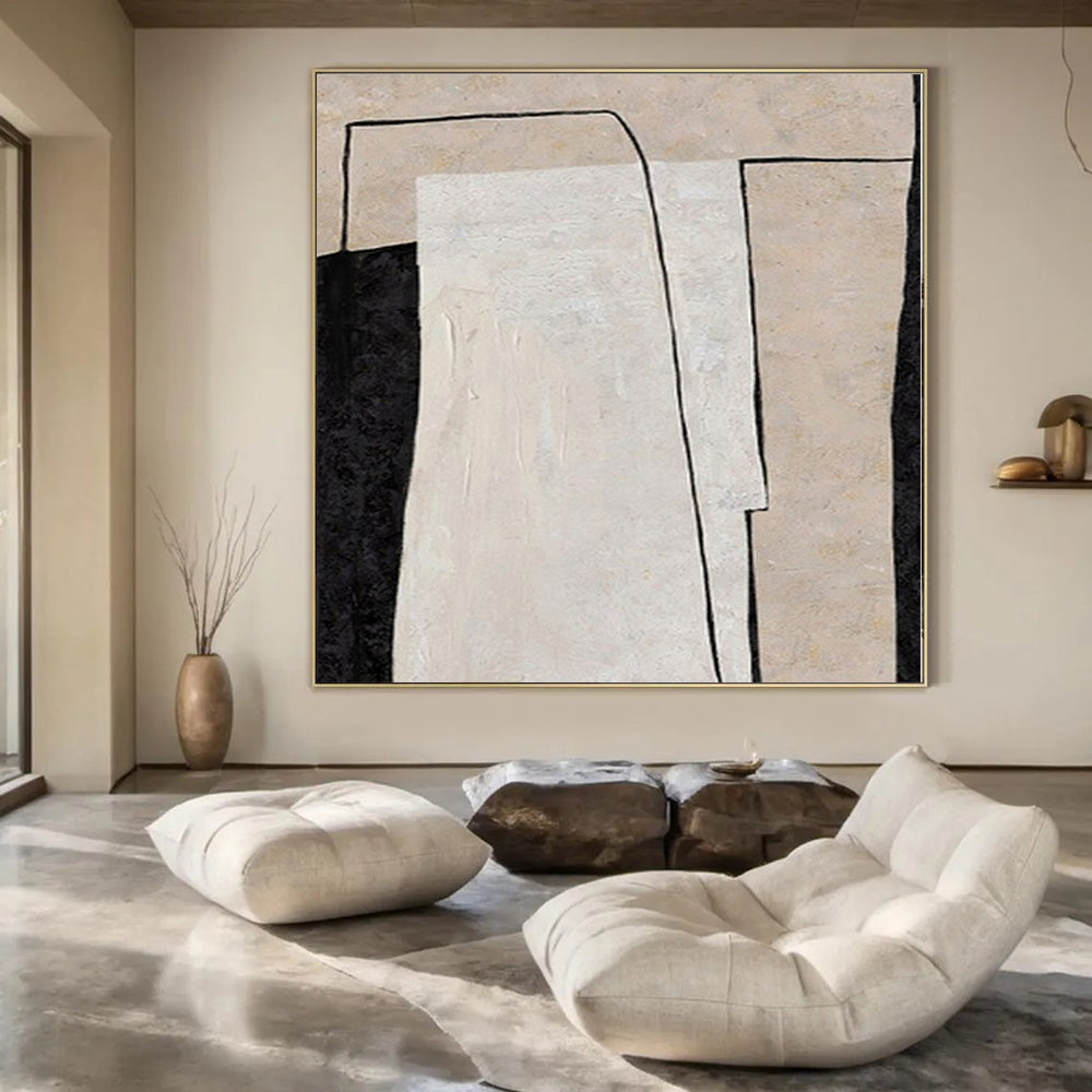 Colossal Hand-Painted Contemporary Abstract Canvas for Living Room Above Bookcases