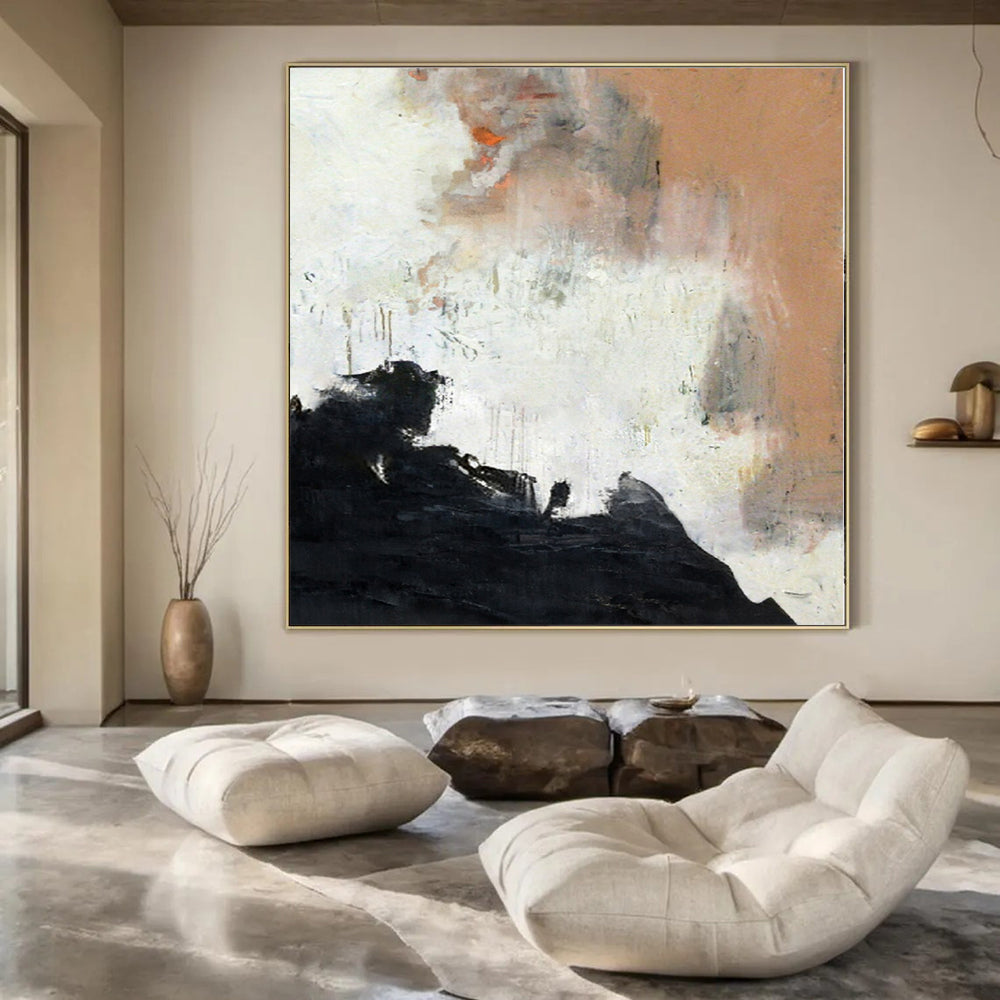 Regal Hand-Painted Abstract Canvas for Living Room Foyer Adjacent Walls