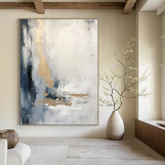 Large-Scale Hand-Painted Abstract Canvas for Office and Living Room