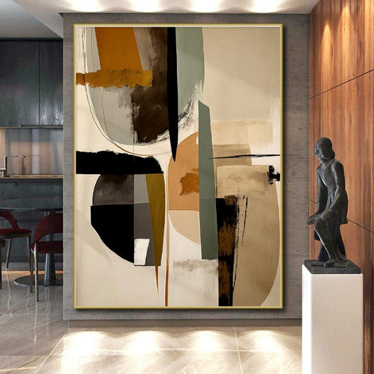 Oversized Modern Abstract Wall Art for Contemporary Family Room Entertainment Area