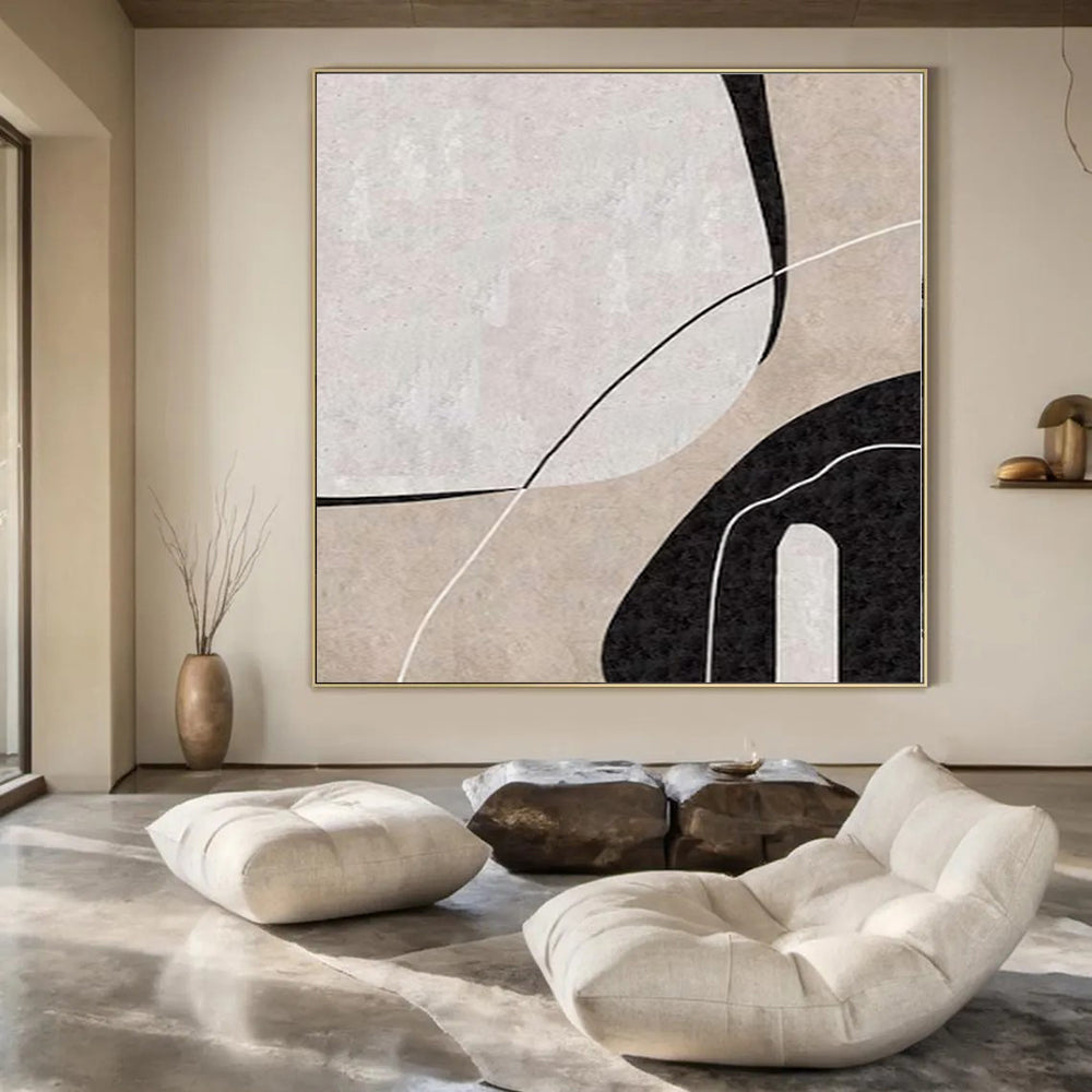 Sophisticated Hand-Painted Abstract Art for Living Room Behind Sideboards