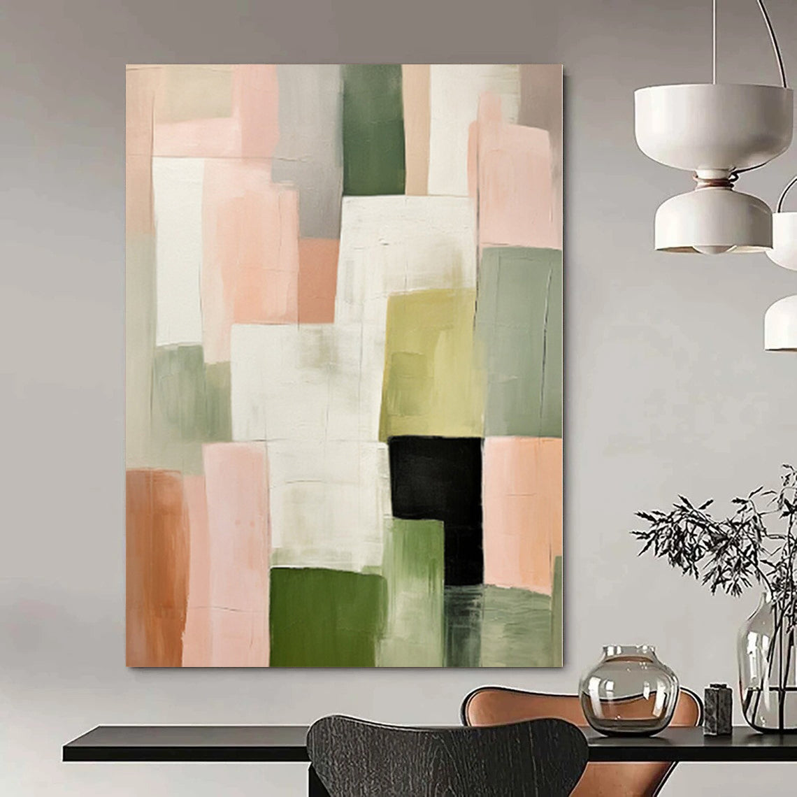Oversized Abstract Wall Art for Sauna Interiors - Commissioned Mixed Media on Canvas