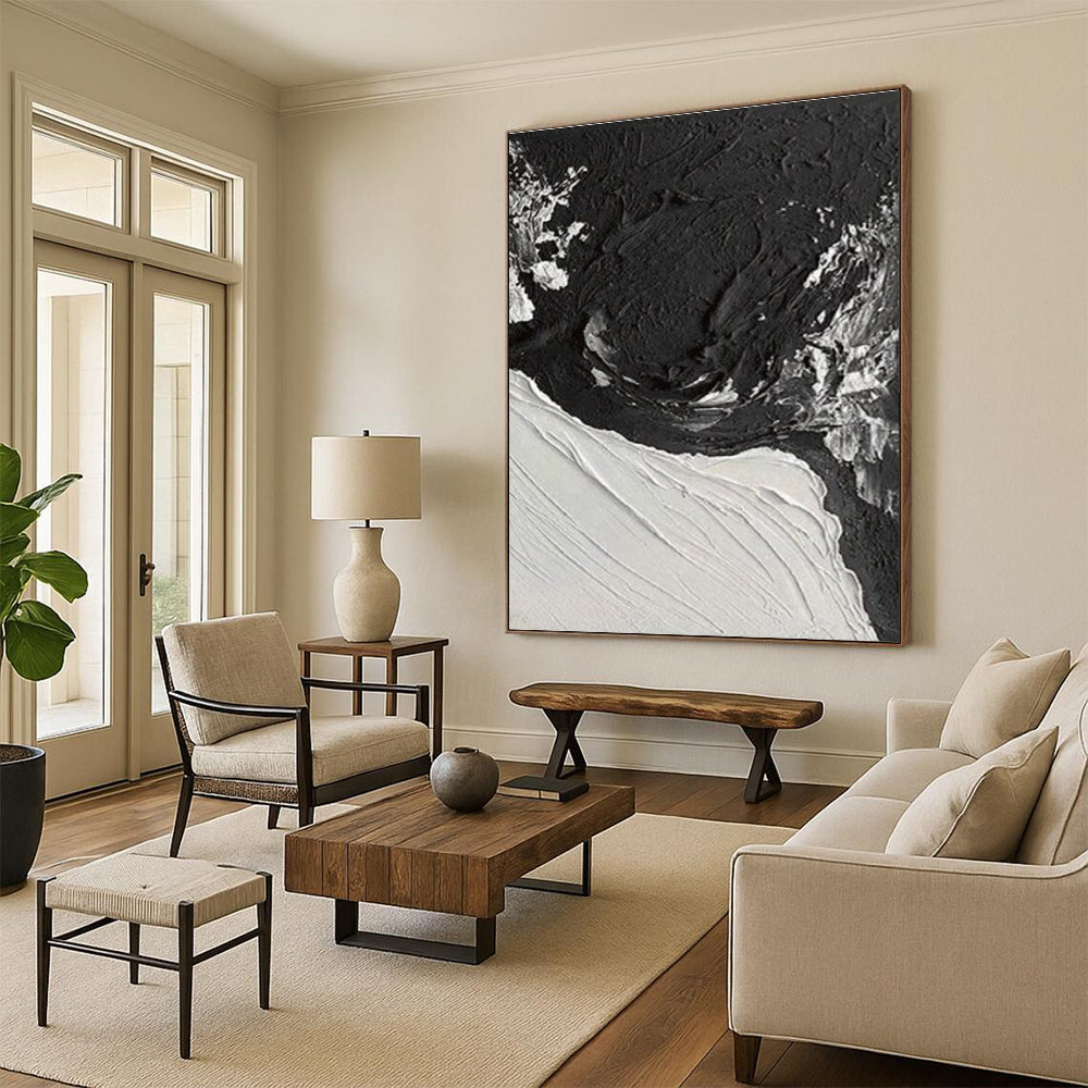 Large-Scale Modern Abstract Canvas for Contemporary Walk-in Closet Display Wall