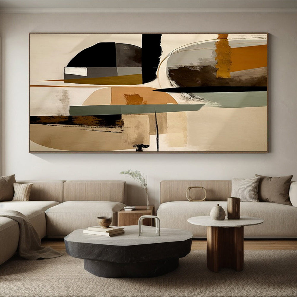 Oversized Modern Abstract Wall Art for Contemporary Family Room Entertainment Area