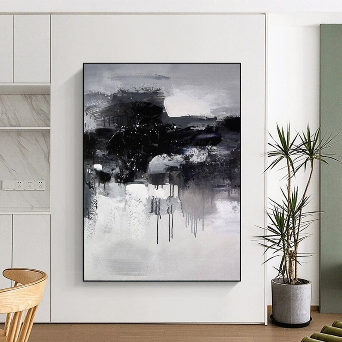 Huge Custom Abstract Painting for Home Library Bookshelf Wall
