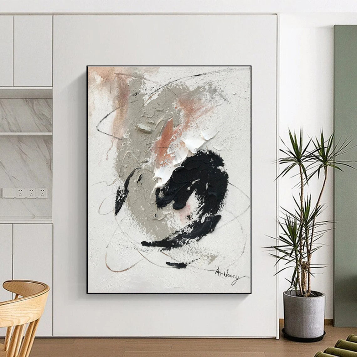 Made-to-Order Large Hand-Painted Abstract Canvas for Greenhouse Planting Area Wall