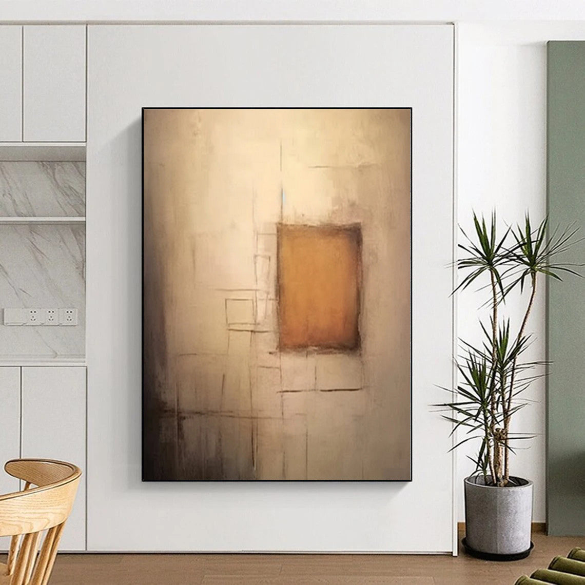 Oversized Custom-Made Hand-Painted Abstract Canvas for Attic Hideaway Wall