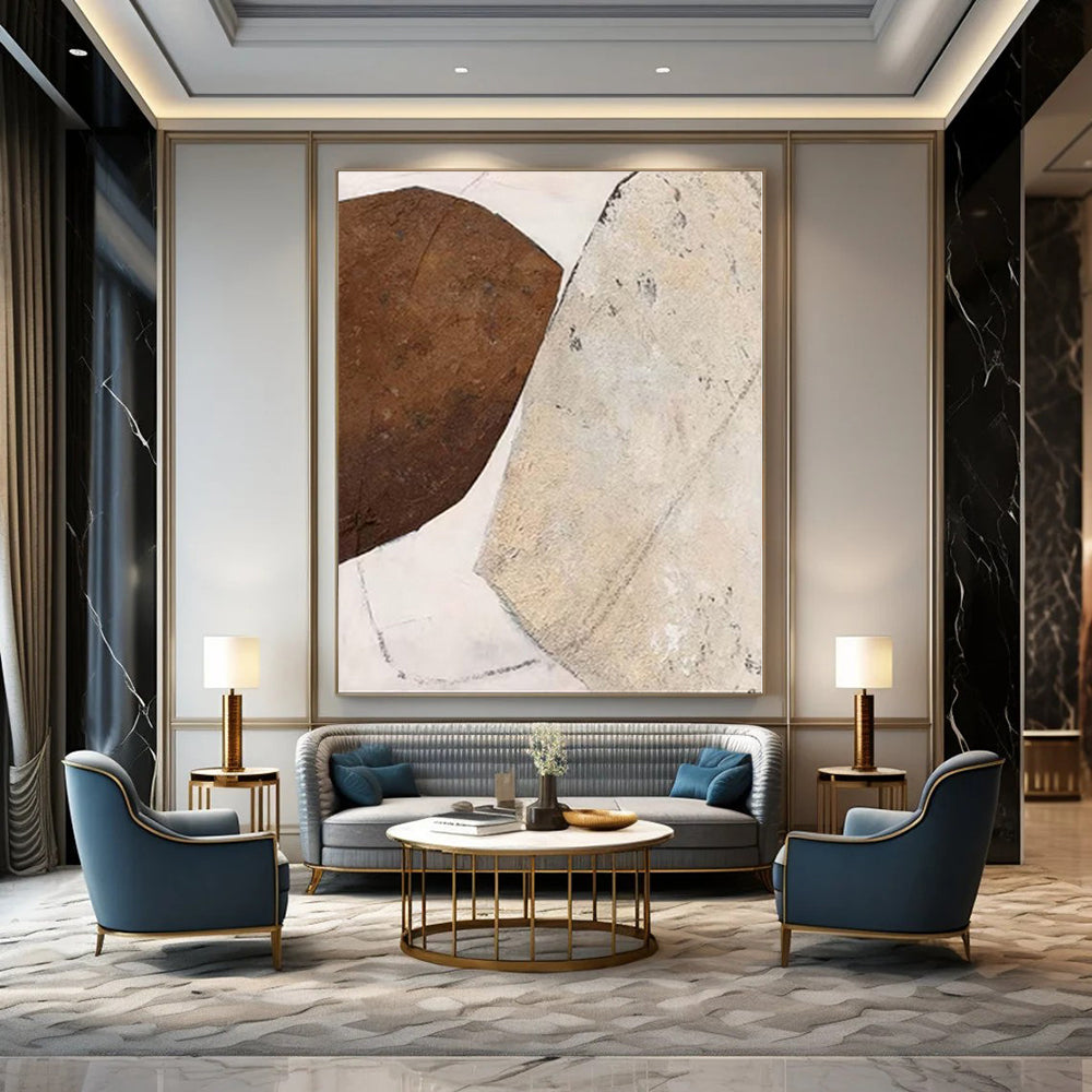 Giant Abstract Art for Treehouse Interiors - Hand-Painted Mixed Media on Canvas