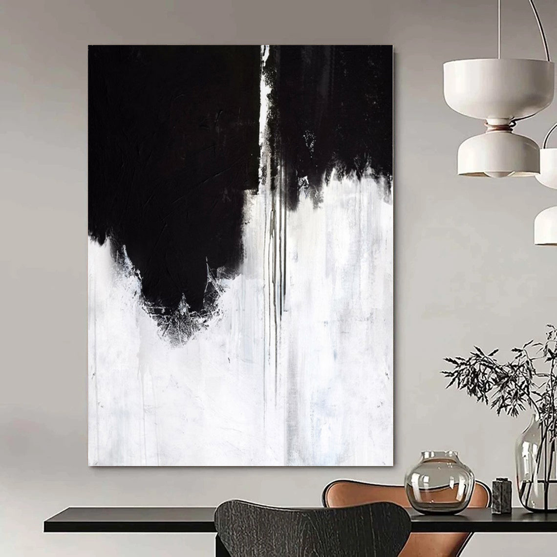 Captivating Hand-Painted Abstract Painting for Living Room Bookshelf Backdrops