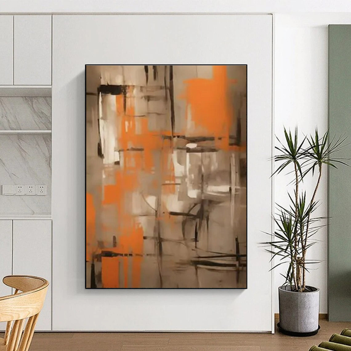 Gigantic Modern Abstract Painting for Dining Room Elegant Ambiance Enhancement
