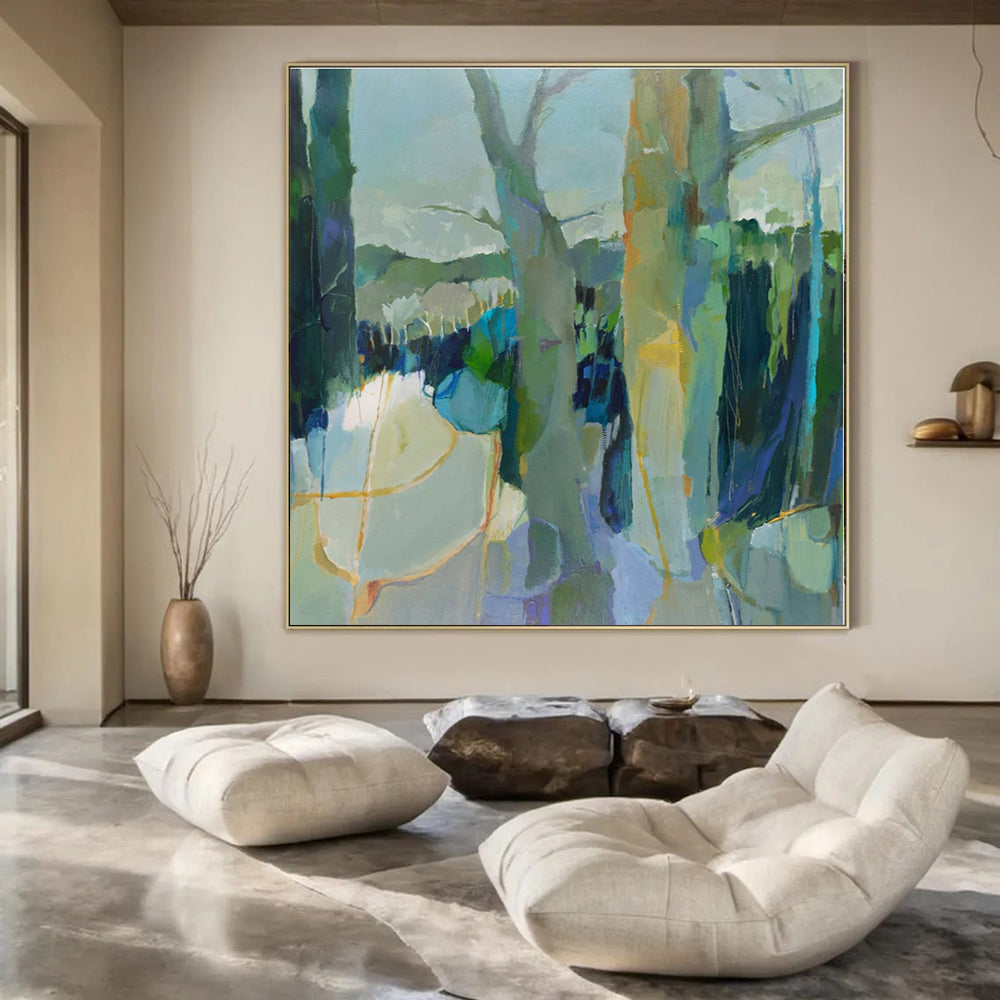 Oversized Custom Hand-Painted Abstract Canvas for Office Boardrooms