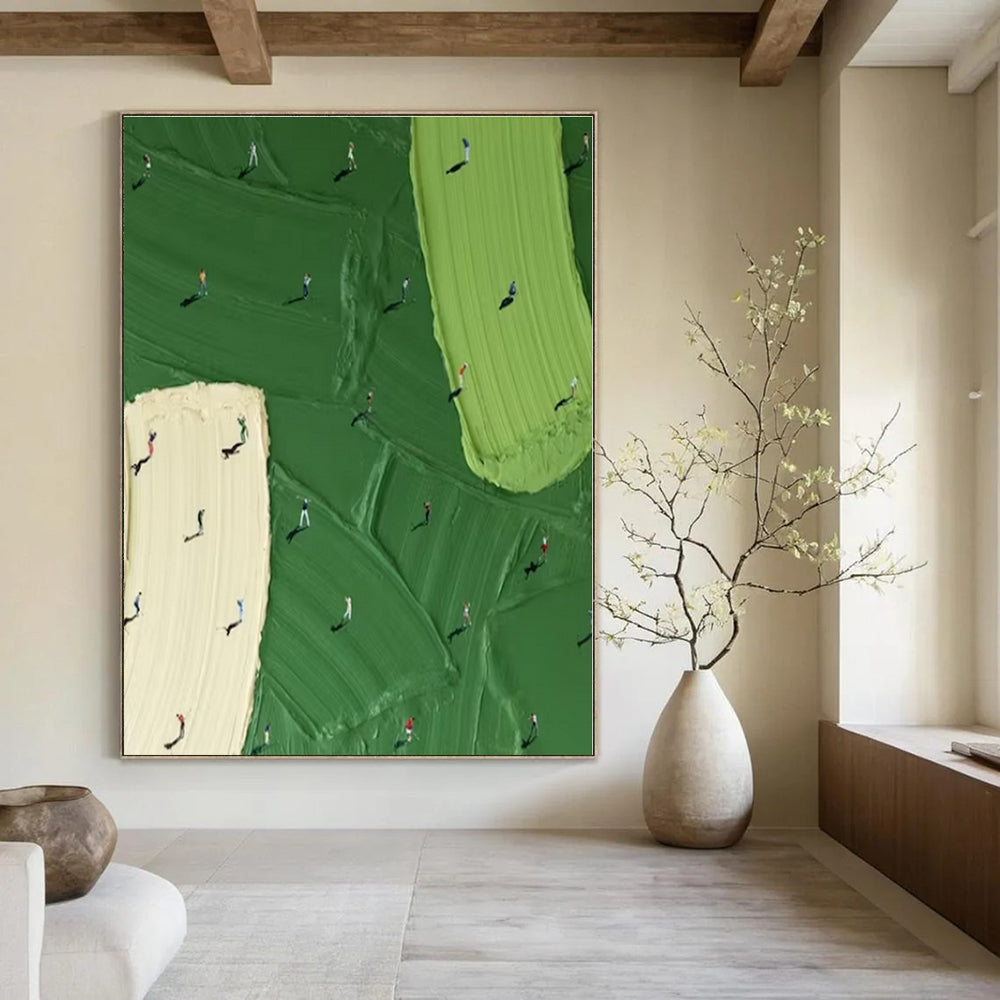 Large-Scale Hand-Painted Abstract Canvas for Dining Room and Hotel Wine Cellars