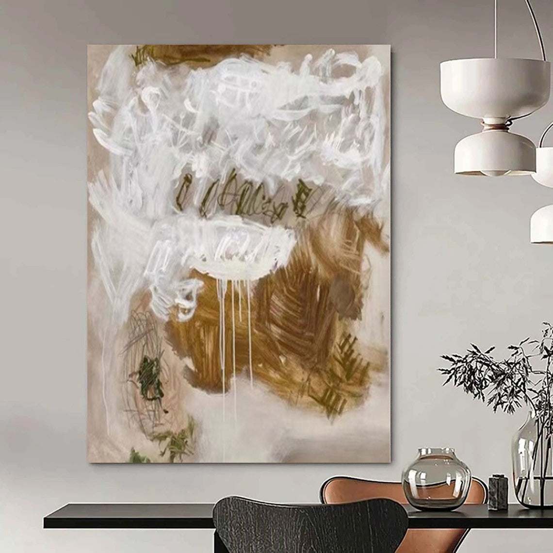 Large Hand-Painted Contemporary Abstract Wall Art for Family Home Pet Corners