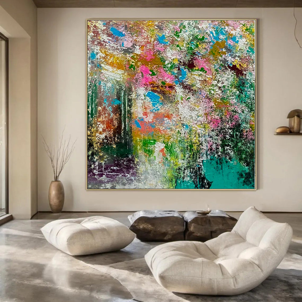 Extra-Vast Hand-Painted Modern Abstract Art for Bedroom Behind Nightstands