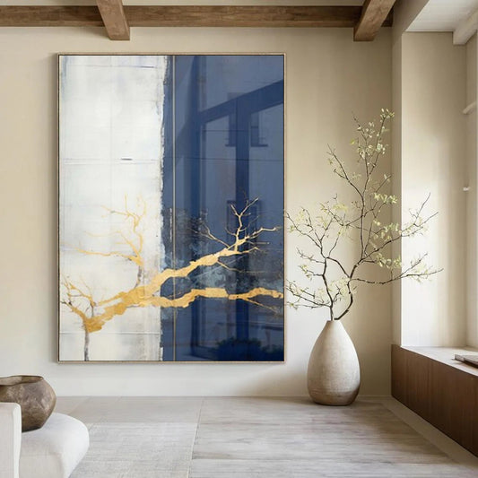 Extra-Huge Hand-Painted Modern Abstract Canvas for Family Home Basement Recreational Areas