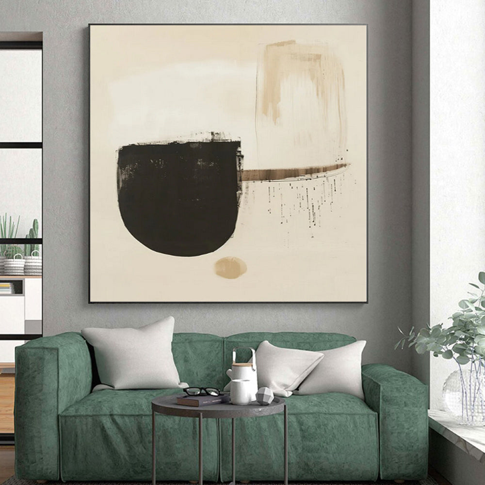 Immense Hand-Painted Abstract Canvas for Dining Room Buffet Areas