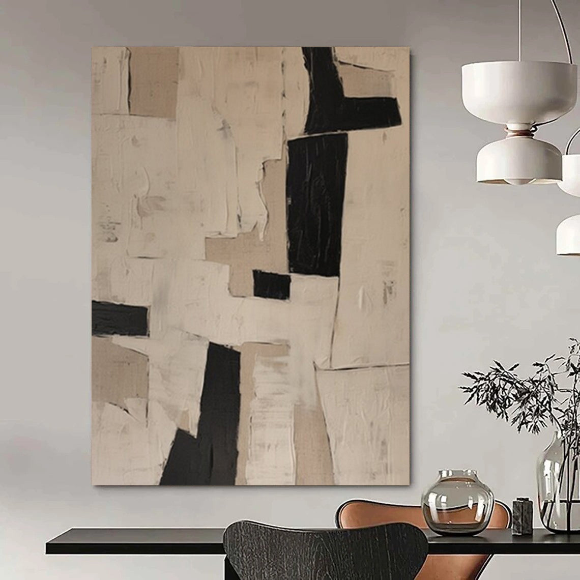 Oversized Hand-Painted Modern Abstract Art for Public Library Reading Nooks