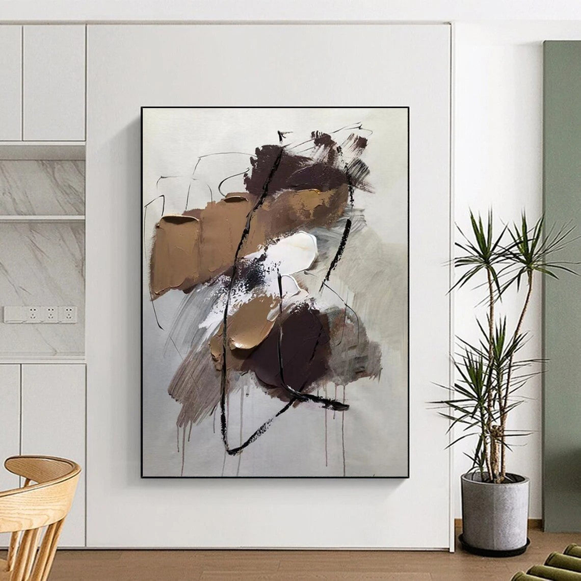 Large-Scale Modern Abstract Art for Attic Living Space Character Building