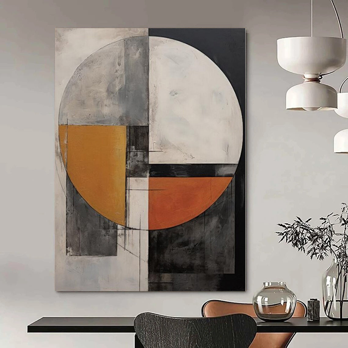 Artistic Stripe Hand-Painted Mural for Dining Room Statement Walls