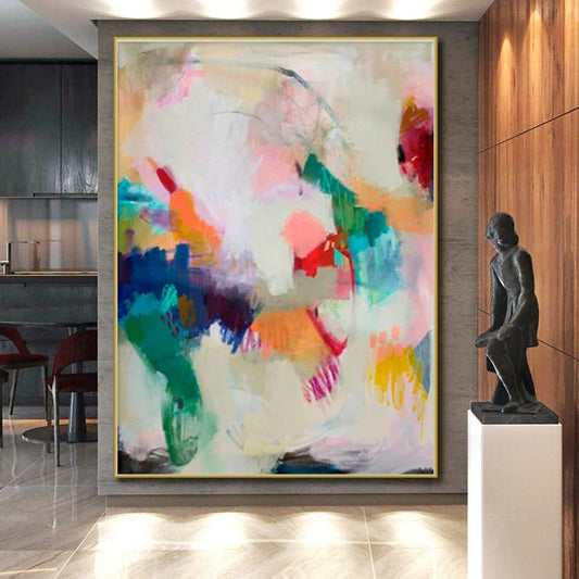 Oversized Custom Hand-Painted Abstract Painting for Mudroom Entry Feature Wall LargeART0597