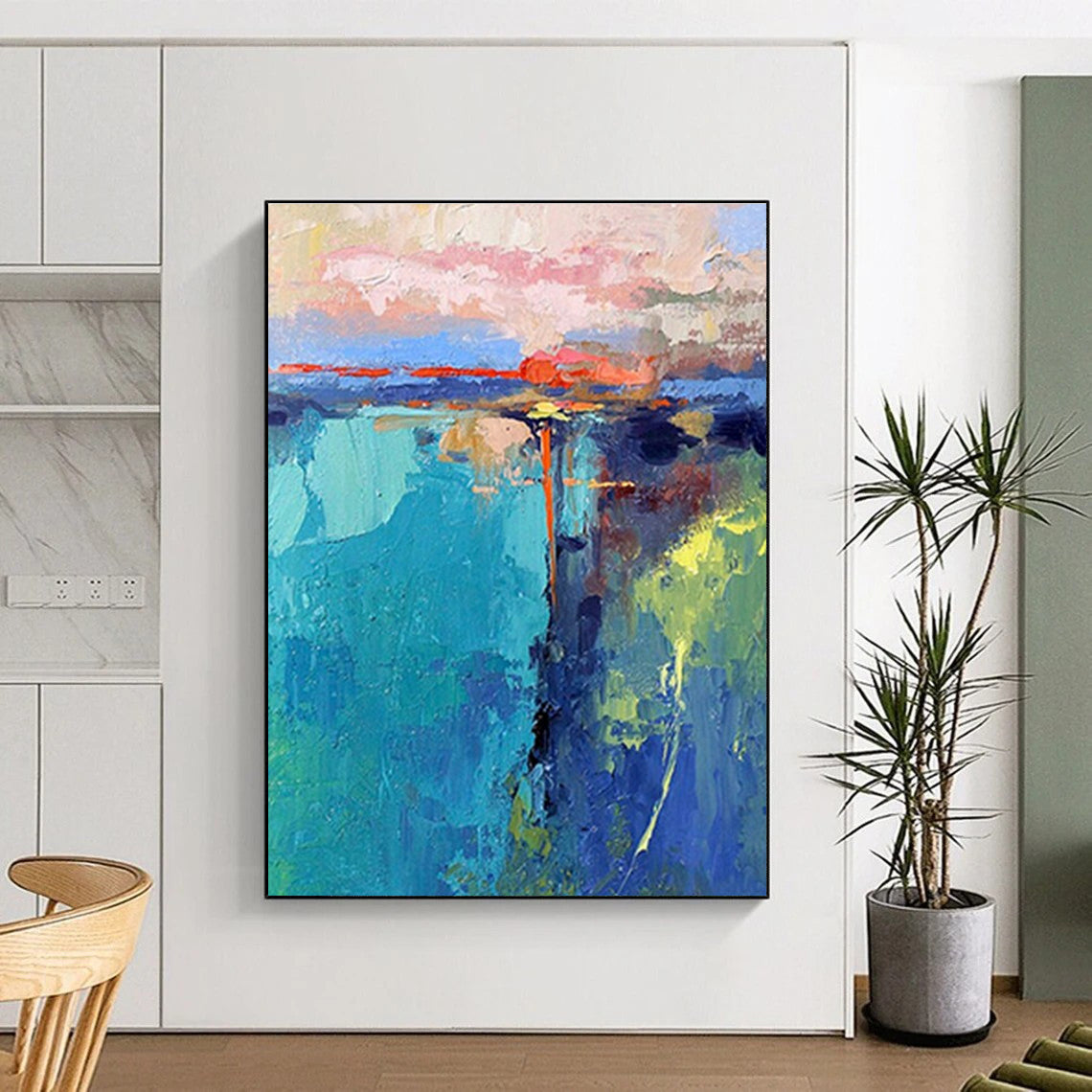 Vast Custom Abstract Art for Home Wine Cellar Tasting Counter Wall