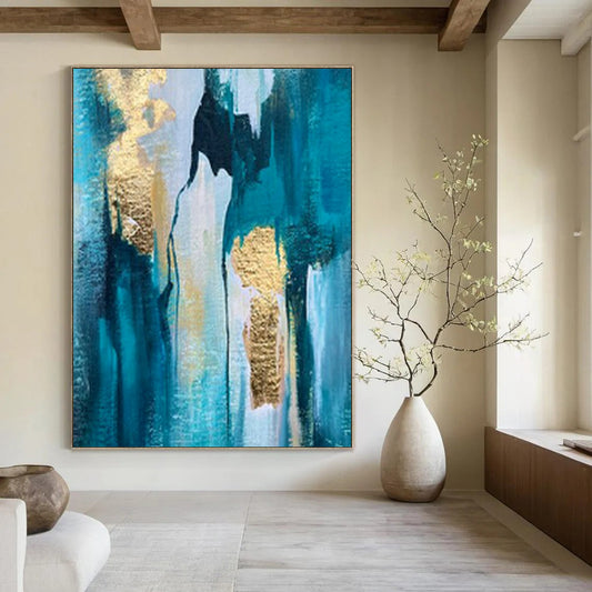 Oversized Hand-Painted Modern Abstract Painting for Elegant Home Bedrooms