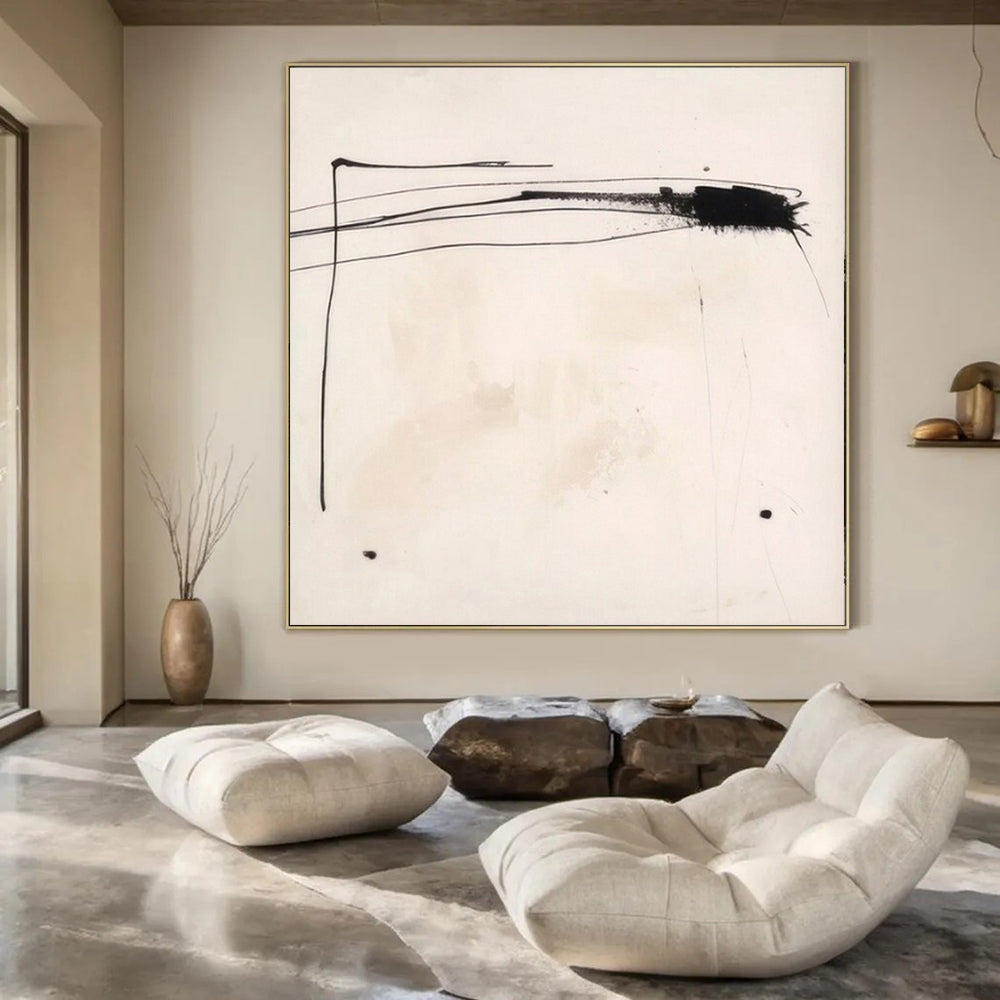Colossal Hand-Painted Contemporary Abstract Canvas for Luxury Hotel Conference Center Foyers