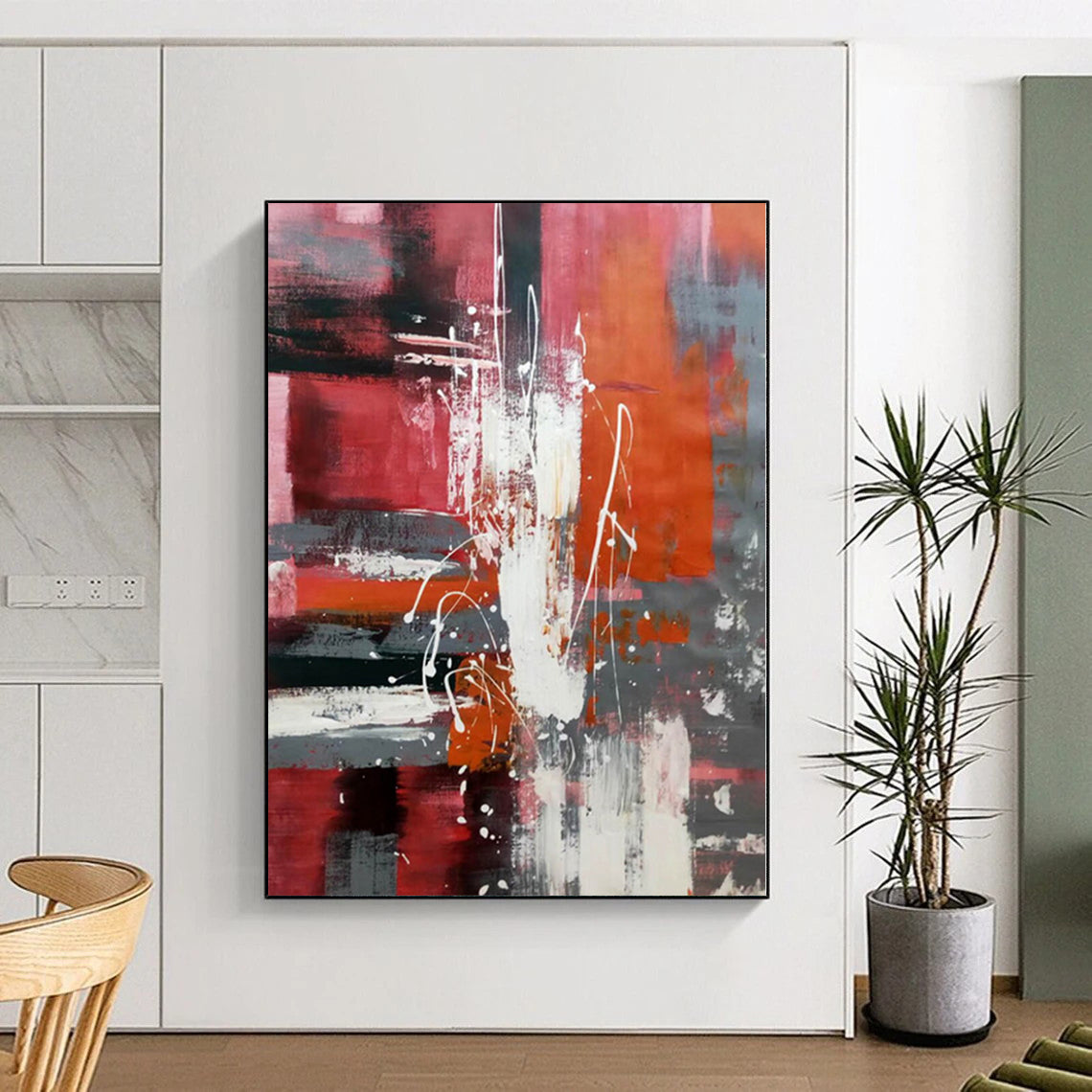 Grand Hand-Painted Abstract Painting for Hallway Storage and Display Nooks