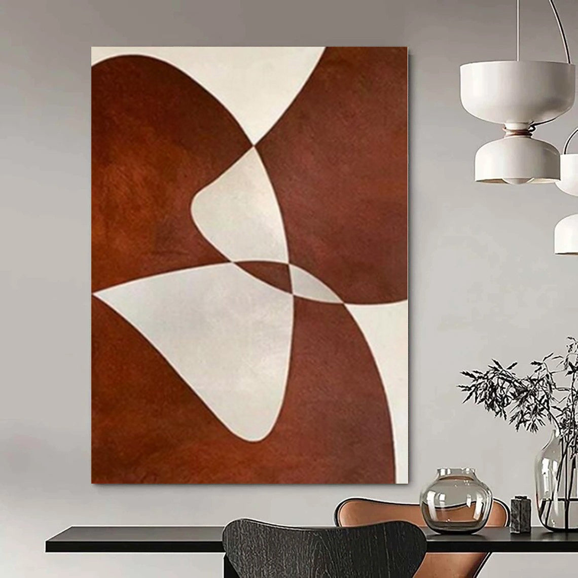 Huge Hand-Painted Contemporary Abstract Painting for Living Room Vaulted Ceilings