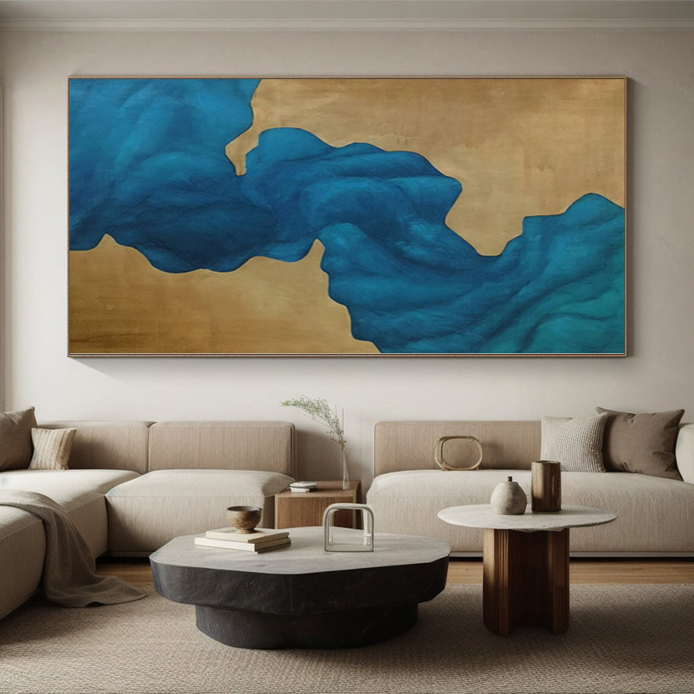 Grand Hand-Painted Abstract Painting for Hallway Stairwell Landing Walls